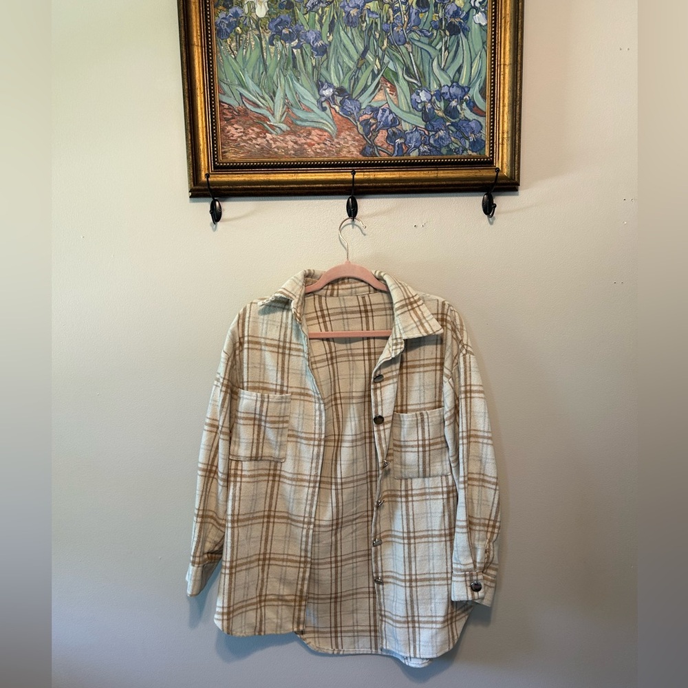 Plaid Women’s Flannel in Cream and Brown